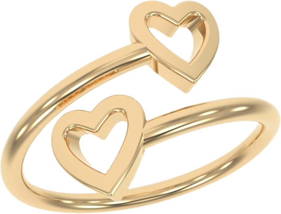 18k Gold Plated Simple Minimalist Heart Adjustable Stackable Halo Ring Band for Women Valentines Day Gifts for Her Comes with a Gift Box