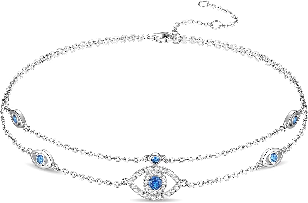 FANCIME Anklet Bracelets For Women, 925 Sterling Silver Layered Anklet Adjustable Chain Beach Jewelry Mothers Day Gifts for Women