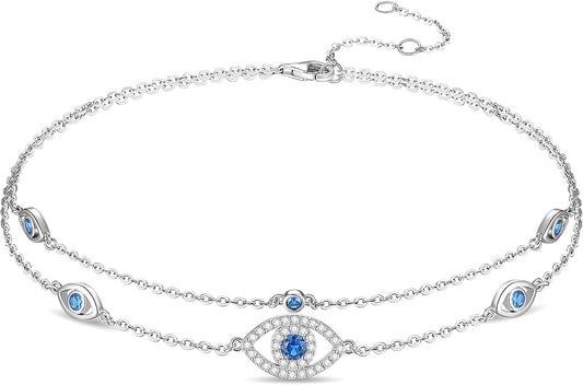 FANCIME Anklet Bracelets For Women, 925 Sterling Silver Layered Anklet Adjustable Chain Beach Jewelry Mothers Day Gifts for Women