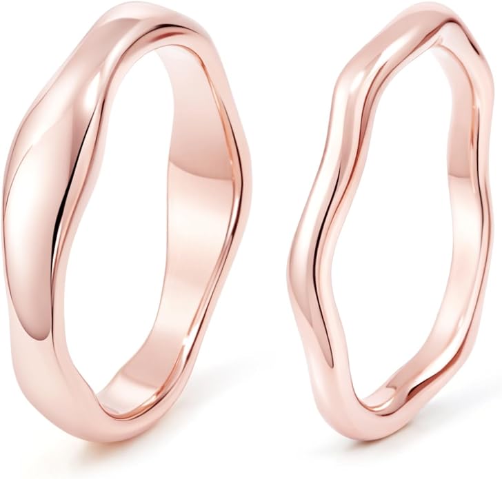 Gold Rings for Women Men Non Tarnish, Waterproof Chunky 14K Gold Plated Dainty Stackable Rings Trendy Statement Pinky Thumb Rings Engagement Eternity Wedding Band Ring Stacking Gold Jewelry Size 3 4 5 6 7 8 9 10 11