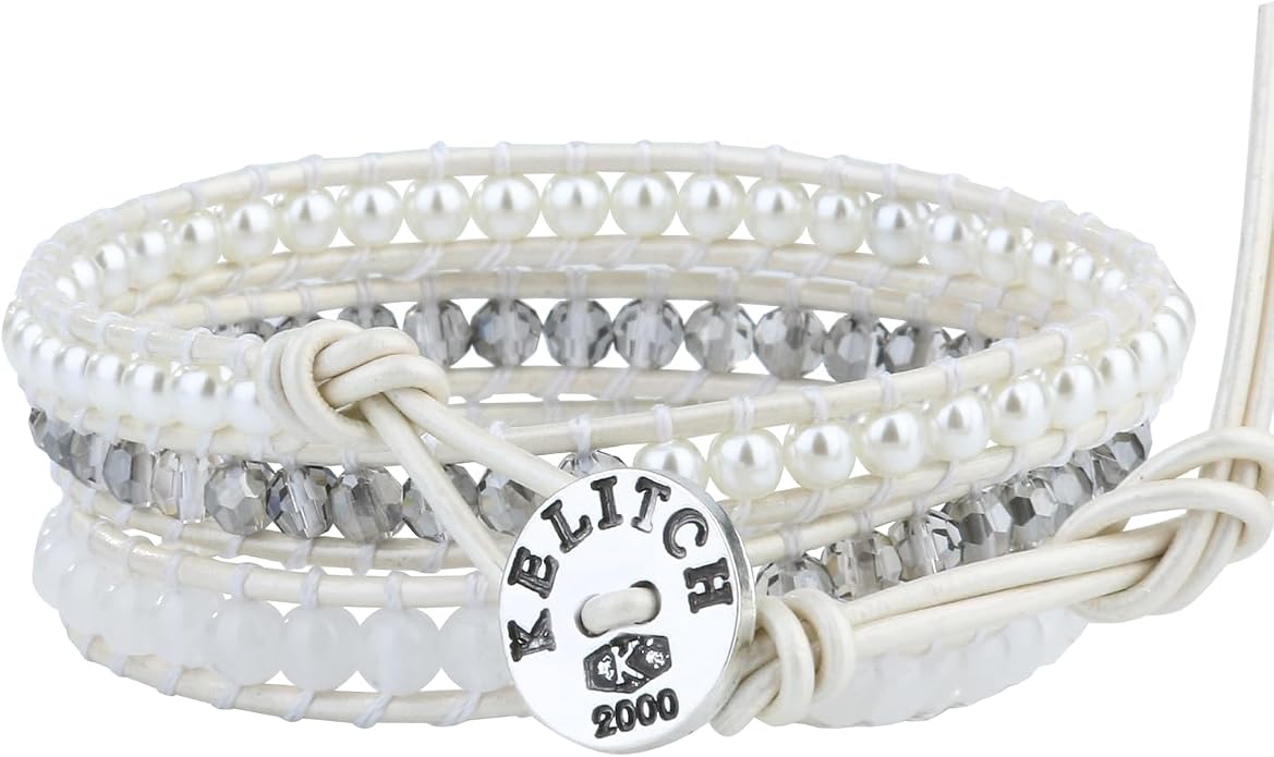 KELITCH New Women Friendship Bracelet Leather Wrap Bracelets Bangle Handmade Stackable Jewelry