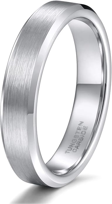 TRUMIUM 4mm 6mm 8mm Tungsten Wedding Band Ring for Men Women Silver Plated Matte Finished Engagement Rings Comfort Fit 4-15
