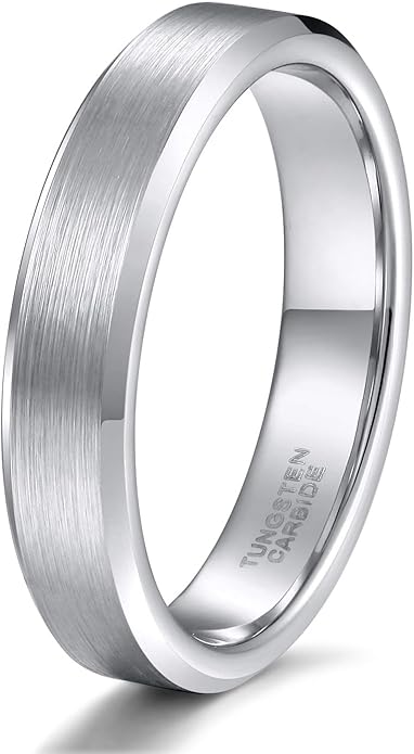 TRUMIUM 4mm 6mm 8mm Tungsten Wedding Band Ring for Men Women Silver Plated Matte Finished Engagement Rings Comfort Fit 4-15