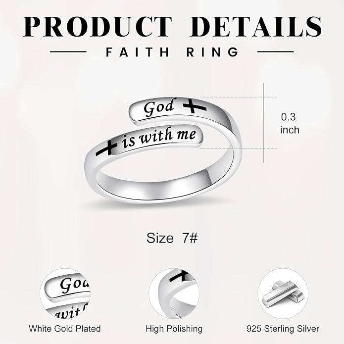 BEILIN 925 Sterling Silver Inspirational Jewelry Rings Adjustable Ring Personality Encouragement Gift for Teens Women