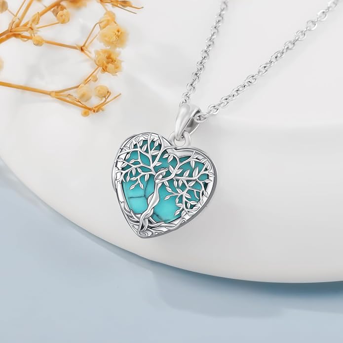Odinstone Tree of Life Necklace, Sterling Silver Pendant for Women Family Tree Necklaces Jewelry for Mom/Wife/Grandma(With Fine Gift Box)