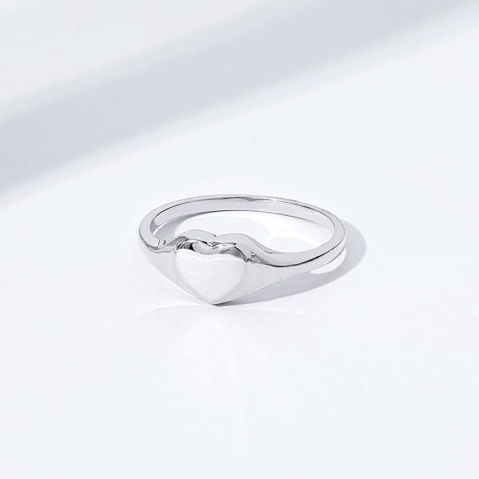 Amazon Essentials 14K Plated Sterling Silver Round Signet Ring
