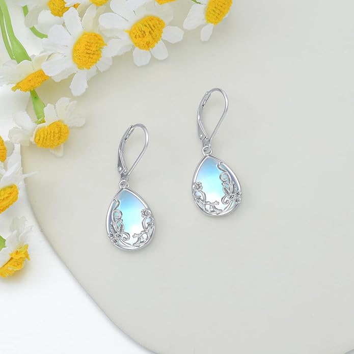 Silver Earrings for Women Sterling Silver Filigree Earrings Teardrop Dangle Drop Filigree Jewelry Gift for Women Mother Mom