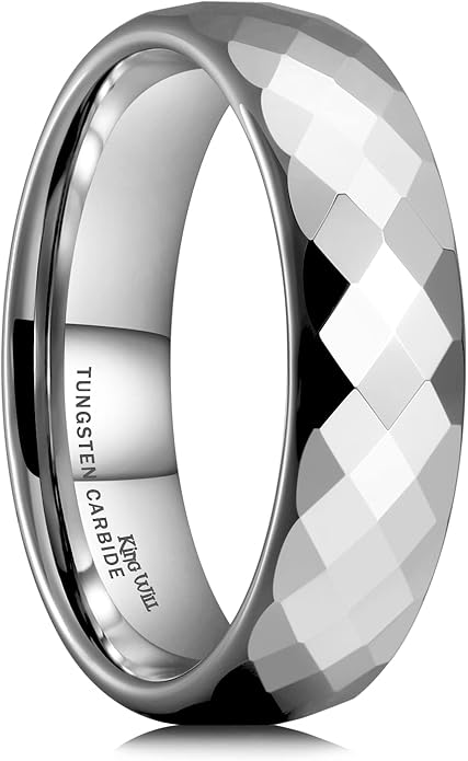 King Will Tungsten Carbide Wedding Ring for Men Women Promise Ring for Couple 2mm/4mm/6mm Black/Silver/Gold/Rose Gold Multi-faceted Shining Luster High Polished Wedding Band Comfort Fit