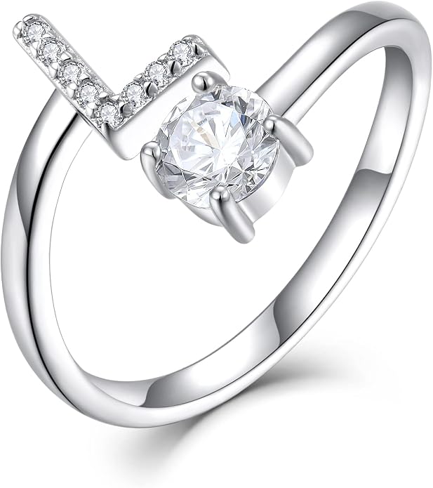 STARCHENIE Adjustable Initial Ring for Women 925 Sterling Silver Letters A-Z 26 Alphabet Rings Size 7