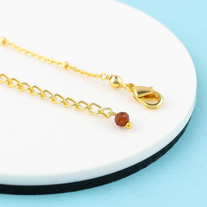 Satellite Chain Necklace 16+2 Inch Gold Plated – Dainty Layering Jewelry with Gemstone Beads – Minimalist Choker Necklace for Women – Delicate Gift for Her