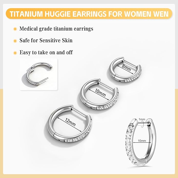 AOEDEJ G23 Titanium Black/Steel Gray/Gold Hoop Earrings 18G Small Huggie Hoop Earrings 8mm/10mm/12mm Cartilage for Sensitive Ears for Multiple Piercing Cartilage Hoop Earring Stack Jewelry