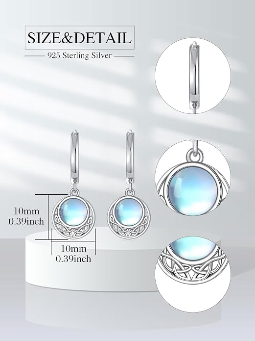 Dorunmo Moonstone Dangle Drop Earrings s925 Sterling Silver Leverback Earrings Filigree Moonstone Jewelry Birthday Gifts for Women