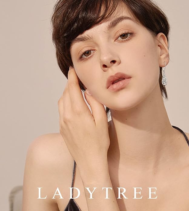 Sterling Silver Leverback Dangle Earrings for Women Teardrop Filigree 14K Gold Plated Dangly Earrings Mother’s Day Gift