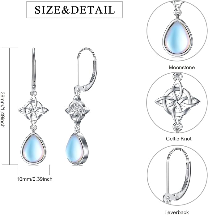 Dorunmo Moonstone Dangle Drop Earrings s925 Sterling Silver Leverback Earrings Filigree Moonstone Jewelry Birthday Gifts for Women
