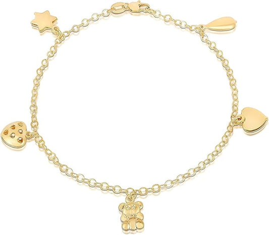 Savlano 14K Gold Plated 10 Inches Pendant Charm Chain Summer Anklet for Women Comes With a Gift Box