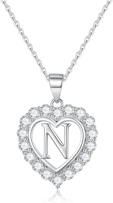 Infinity Heart Necklaces for Women, S925 Sterling Silver Initial Necklace Womens Jewelry Mothers Day Gifts Girls Valentines Gifts for Her Christmas Birthday Gifts for Women Mom Wife Girlfriend