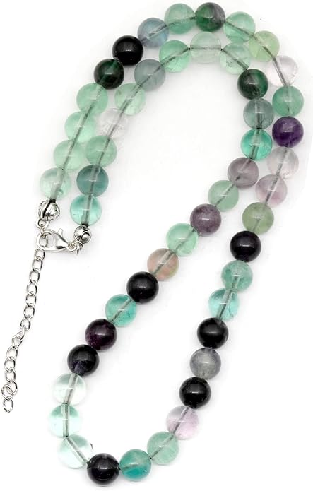 Natural Gemstone Beaded Choker Necklace | 8mm Handmade Adjustable Jewelry for Men & Women | Chakra Balancing Crystal Necklace | Spiritual Gift | Macrame Cord with Extender