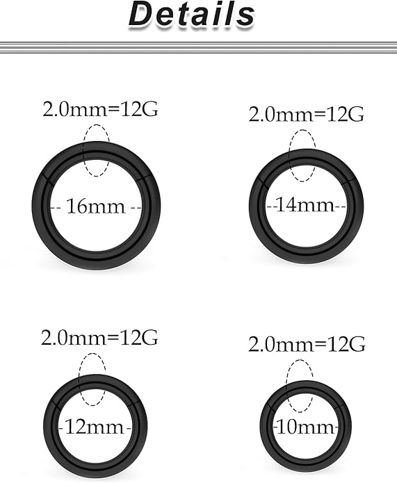 20G-2G Surgical Steel Hinged Clicker Septum Nose Rings Gauges Earrings Seamless Hoops Eyebrow Lip Ring Cliker Helix Tragus Daith Rook Earrings for Women Men