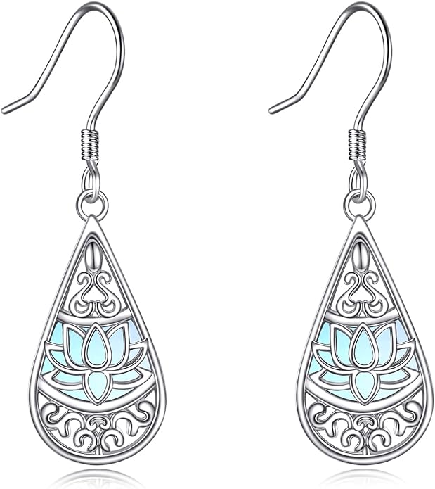CRMAD Hummingbird/Bee/Leaves/Sunflower/Daisy/Dragonfly/Rose/Lotus Flower Sterling Silver Filigree Teardrop Earrings Abalone Shell Jewelry for Women
