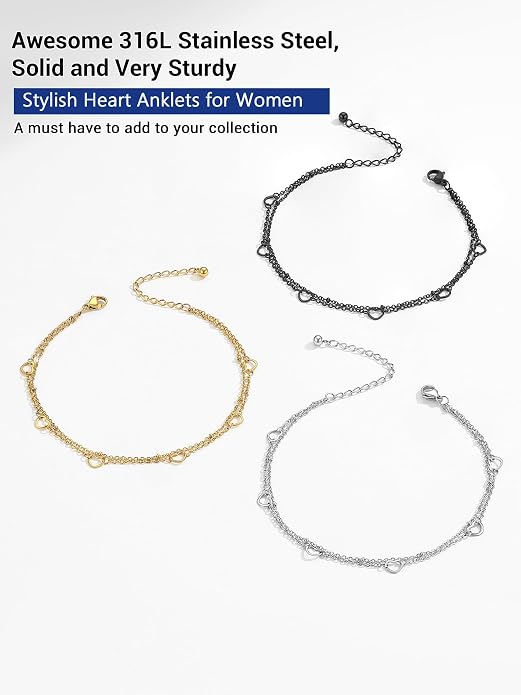 PROSTEEL Gold/Silver Anklets for Women Waterproof, 14K Gold Plated Ankle Bracelet Non Tarnish, Jewelry Gifts Adjustable