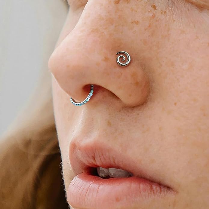 Casvort 3 PCS ASTM F136 Titanium 16G/18G Moth Bird Snail Flower Heart Spiral Threadless Flatback Piercing Stud for Nose, Labret, Tragus, Helix, Conch with 6mm 7mm and 8mm Post- Cartilage Earring Body Piercing Jewelry