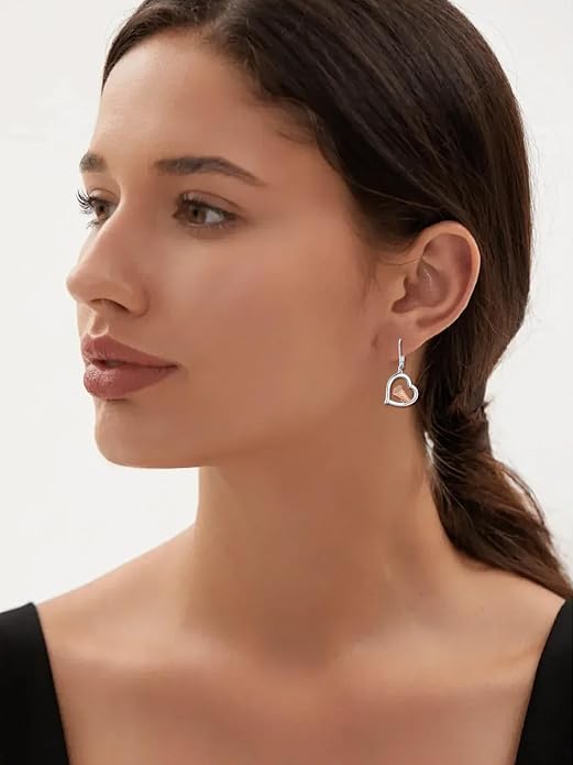 Midari Heart Dangle Earrings 925 Sterling Silver Leverback Drop Earrings Teacher Music Art Jewelry Gifts for Women Students Apple/Guitar/Palette/Note Design