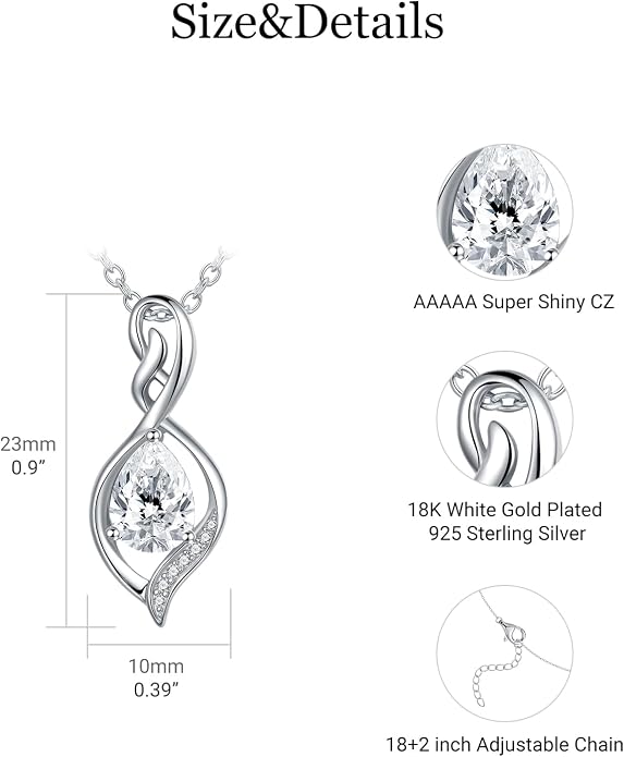 Infinity Birthstone Necklace for Women 925 Sterling Silver Dainty Infinity Pendant Jewelry Birthday Mothers Day Gifts for Mom Women Wife