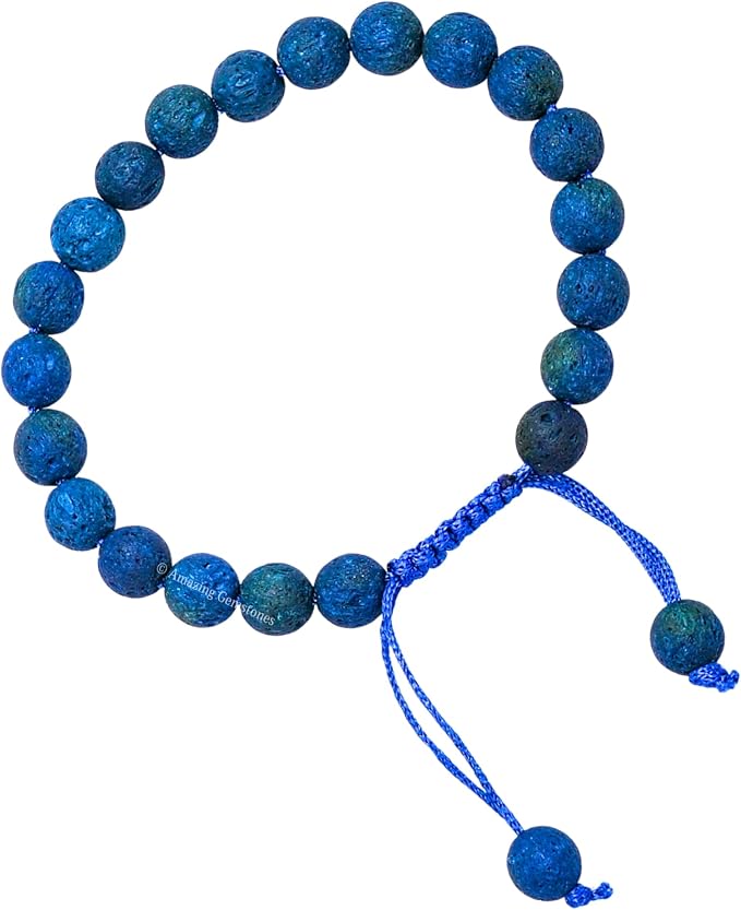 Amazing Gemstone Blue Lava Bracelet for Women Men's Gifts - Protection Healing Crystal Bracelet - 8mm Gemstone Beaded Adjustable Bracelet Pulseras para Hombres Mujer Stocking Stuffers