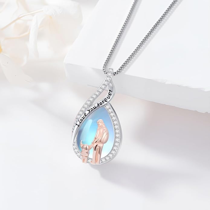 PROESS S925 Sterling Silver Daughter Heart Pendant Necklace from Dad Mom I Love You Forever Jewelry