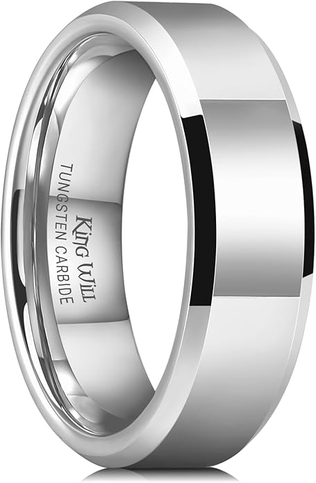 King Will BASIC Men Women 4mm/5mm/6mm/7mm/8mm Titanium Rings Polished Wedding Band Engagement Anniversary Band Comfort Fit
