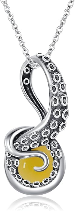 Octopus Tentacles Necklace with Gemston 925 Sterling Silver Octopus Pendant for Women Ocean Jewelry Gift for Women
