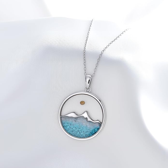 HPQQ Cross Necklace 925 Sterling Silver Turquoise Tree of Life Celtic Knot Cross Pendant Jewelry Mother's Day Gifts for Women