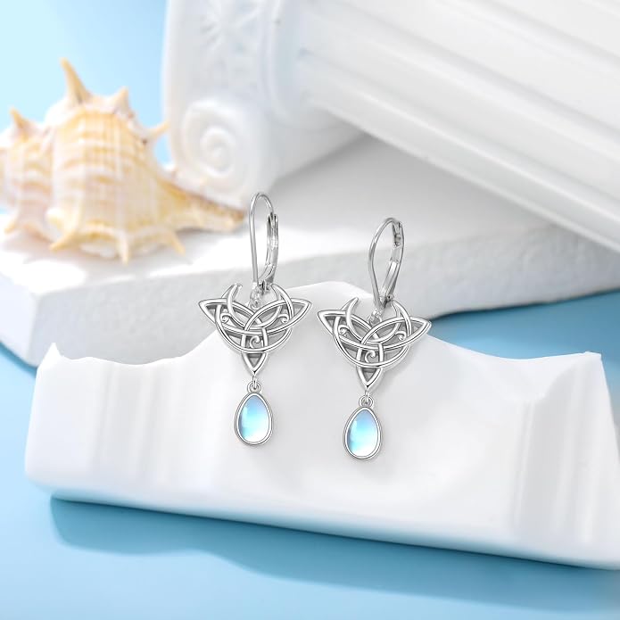 Dorunmo Moonstone Dangle Drop Earrings s925 Sterling Silver Leverback Earrings Filigree Moonstone Jewelry Birthday Gifts for Women