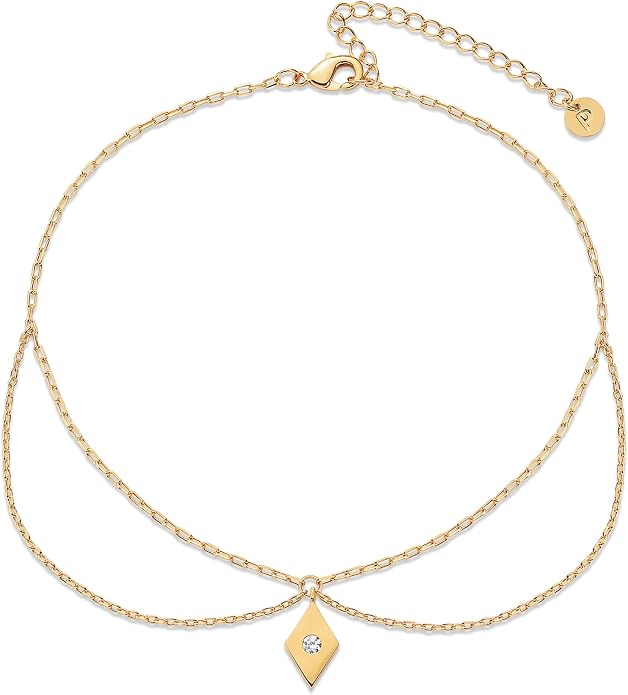 PAVOI 14K Gold Plated Anklet for Women - Trendy Link Chain Ankle Bracelet Summer Jewelry - Boho Dainty Anklets with Cubic Zirconia, Beaded, Evil Eye, Star, Station, Pearls Adjustable Gold Jewelry