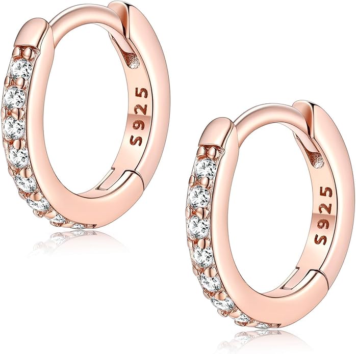 FaithHeart 925 Sterling Silver Huggie Hoop Earrings, Silver Small Hoop Earring for Women, 14K Gold/Black/Rose Gold Hypoallergenic Cartilage Earrings for Women 6/8/10/12/14/16/18/20mm