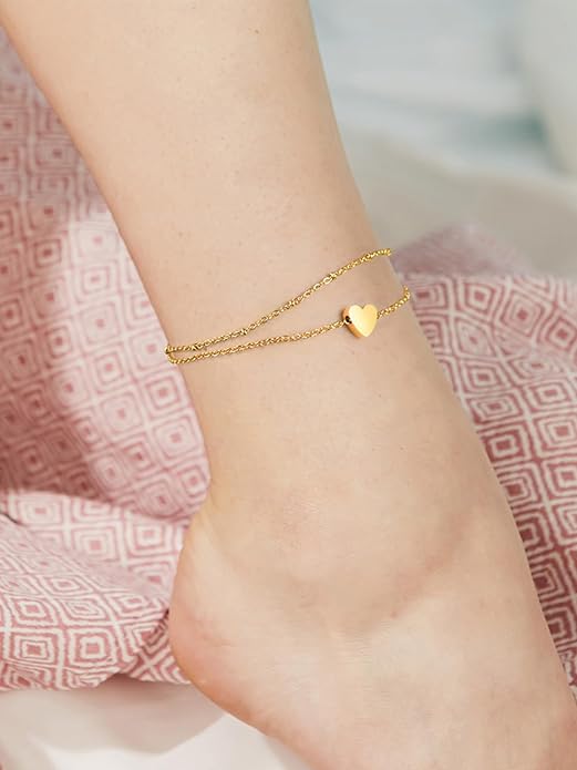FaithHeart Waterproof Ankle Bracelets for Women, 1/2/3Pcs Non Tarnish Stainless Steel Layered Anklet Set Paperclip Figaro Cuban Link Chain Dainty Summer Beach Jewelry Gift Adjustable Size