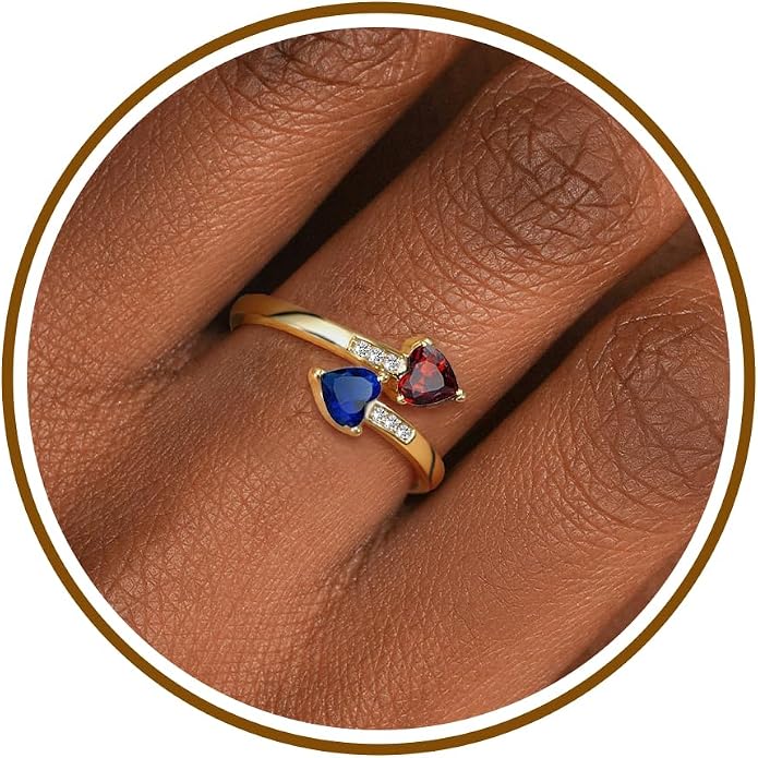 Btysun Mothers Day Gifts, Birthday Gifts for Women Non Tarnish Gold Rings Adjustable 1-12 Birthstone Rings Birthday Gift for Wife Mom Stocking Stuffers Promise Ring Anniversary Wedding Jewelry