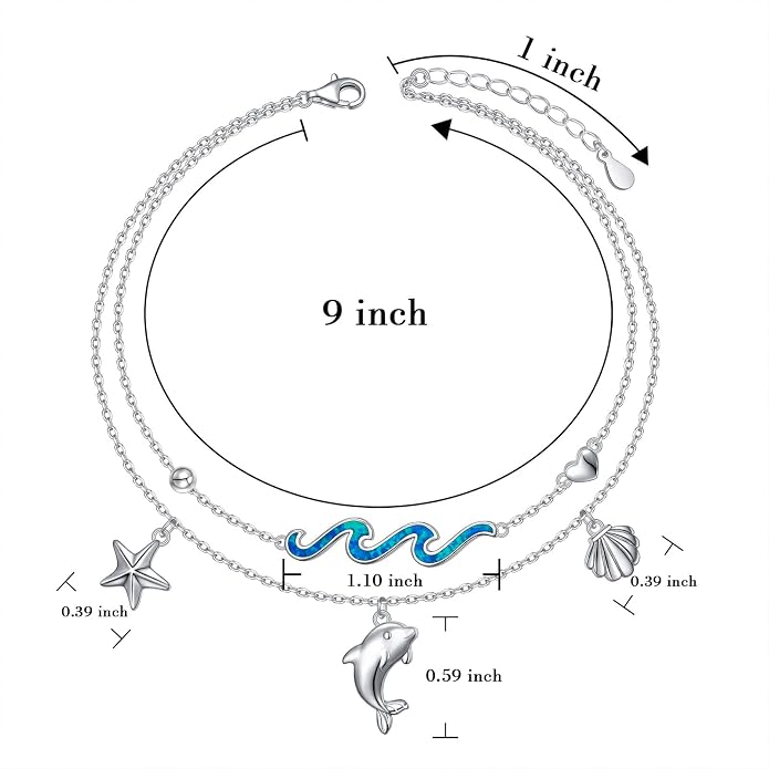 S925 Sterling Silver Ankle Bracelets Butterfly/Evil Eye/Anchor/infinity/Beach Anklet for Women Opal Moonstone Foot Chain Beach Jewelry