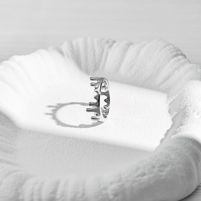 Gold&Silver Lava Adjustable Rings for Women, Crown Rings Dainty Cute Statement Stackable Jewelry Gift