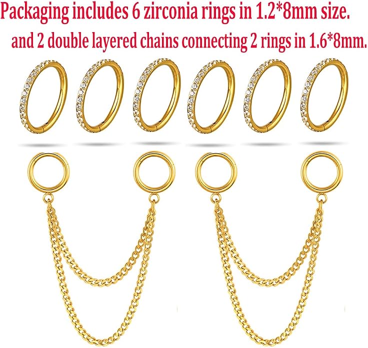 Casvort 14G Seamless Septum Piercing Rings Segment Tragus Hoop Rings 316 Surgical Stainless Steel Helix Ring Stacks for Stretched Ear Lobe Clickers Ear Hangers Body Jewelry