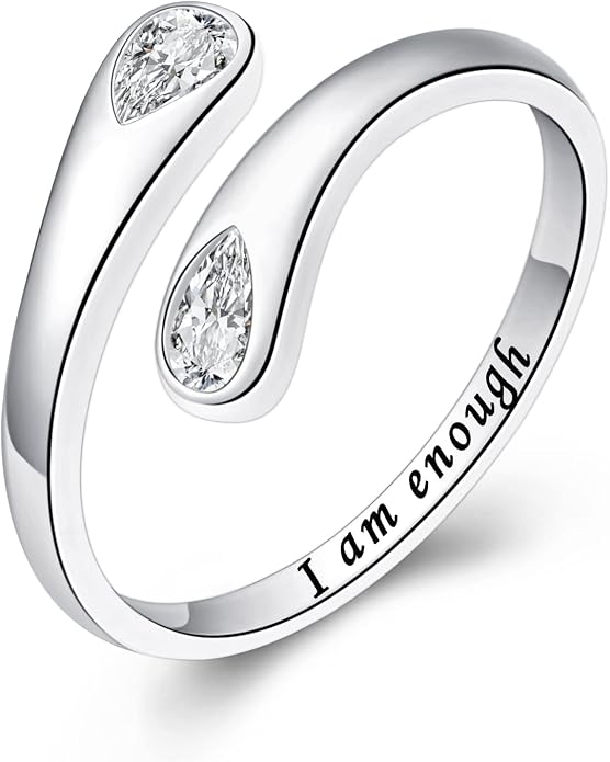 Fookduoduo 925 Sterling Silver Ring Inspirational Jewelry adjustable Wrap Open Rings for Women