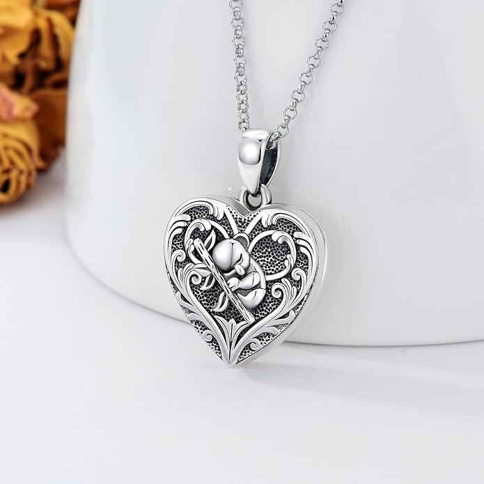 SOULMEET Personalized Silver Locket Necklace That Holds Pictures Photo Keep Someone Near to You, Memorial Custom Lockets Necklaces Letters Engraving for His Her