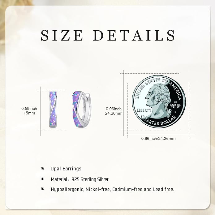 KiiKii Opal Hoop Earrings for Women 925 Sterling Silver 15mm Twisted Huggie Earrings Opal Jewelry Gifts for Birthday Anniversary Christmas