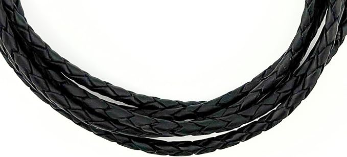 3mm Braided Leather Cord for Jewelry Making, Bracelets, Necklaces & Bolo Ties – Top Grain Leather, Flexible, Durable & Soft