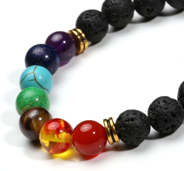 Eigso 7 Chakra Diffuser Bracelets Set for Women Men Reiki Healing Meditation Lava Rock Stone Beads