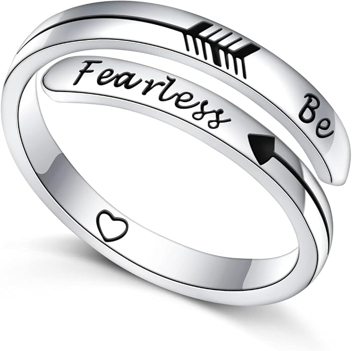 Ladytree Adjustable Inspirational Rings 925 Sterling Silver Stacking Wrap Spiral Twist Statement Band Encouragement Birthday Gift for Women Men
