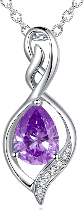 Infinity Birthstone Necklace for Women 925 Sterling Silver Dainty Infinity Pendant Jewelry Birthday Mothers Day Gifts for Mom Women Wife
