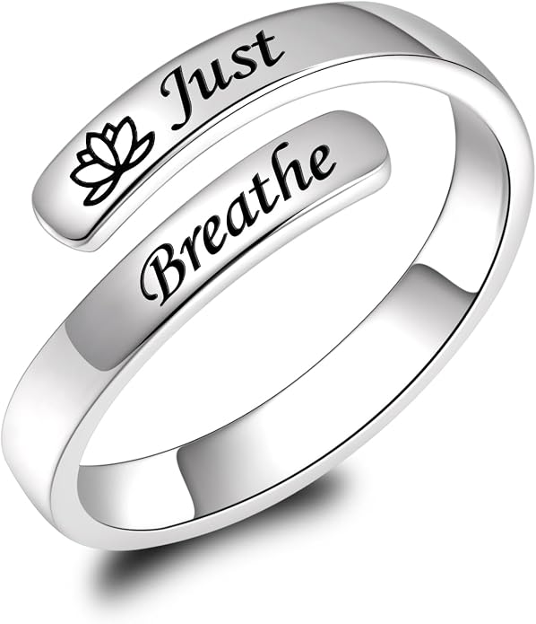 BEILIN 925 Sterling Silver Inspirational Jewelry Rings Adjustable Ring Personality Encouragement Gift for Teens Women