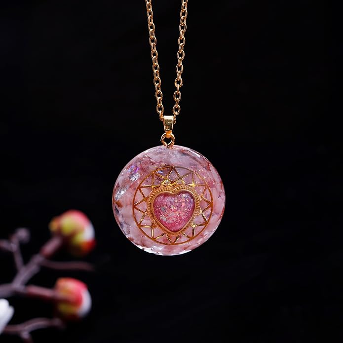 Day Day Up Orgone Pendant Heart Energy Necklace - Healing Crystal Necklaces For Women With Reiki Quartz Gemstones - Fashion Jewelry