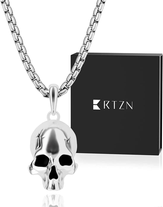 RTZN® Pendant Necklace for Men – Premium Stainless Steel Silver Pendant Necklace with 22" Chain – Waterproof & Non-Tarnish Small Pendants for Men – Bold Symbols of Strength & Legacy